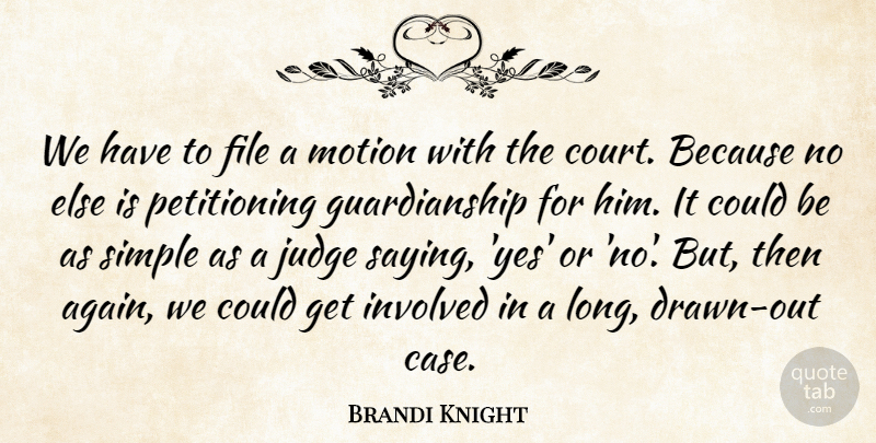 Brandi Knight Quote About File, Involved, Judge, Motion, Simple: We Have To File A...