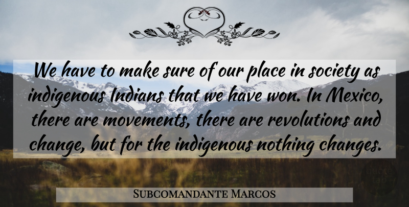 Subcomandante Marcos Quote About Indians, Indigenous, Society, Sure: We Have To Make Sure...