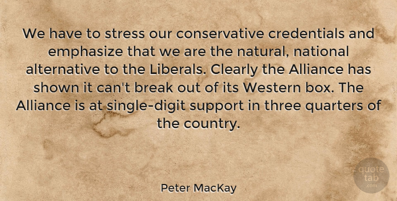 Peter MacKay Quote About Country, Stress, Support: We Have To Stress Our...