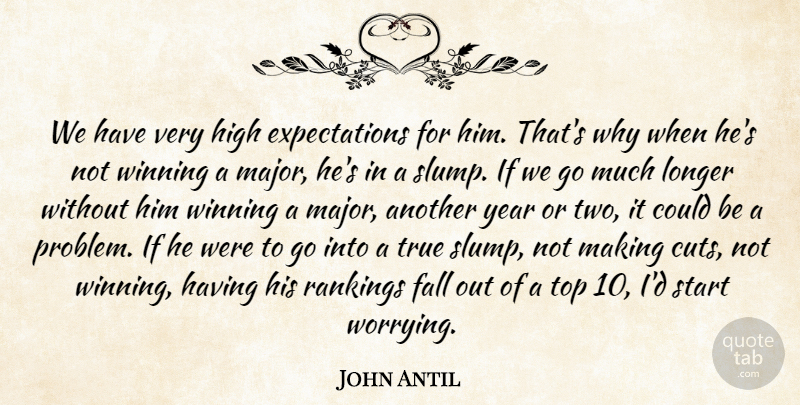 John Antil Quote About Fall, High, Longer, Rankings, Start: We Have Very High Expectations...