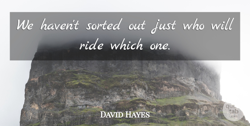 David Hayes Quote About Ride, Sorted: We Havent Sorted Out Just...