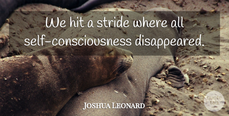 Joshua Leonard Quote About Self, Consciousness, Stride: We Hit A Stride Where...