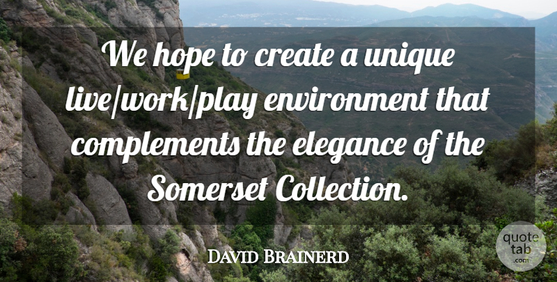 David Brainerd Quote About Create, Elegance, Environment, Hope, Unique: We Hope To Create A...