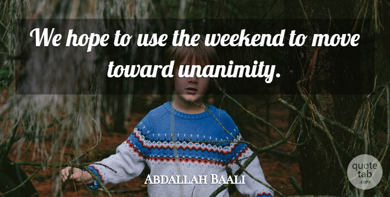 Abdallah Baali Quote About Hope, Move, Toward, Weekend: We Hope To Use The...