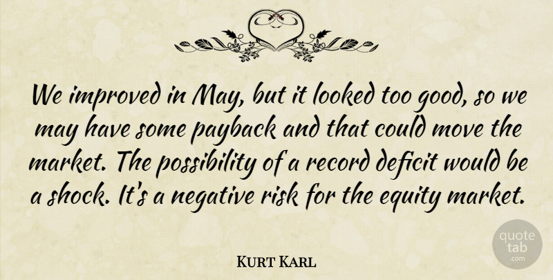 Kurt Karl Quote About Deficit, Equity, Improved, Looked, Move: We Improved In May But...
