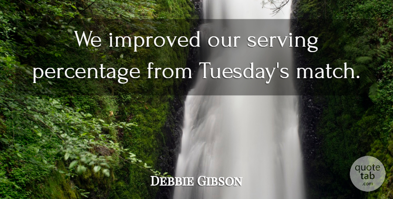 Debbie Gibson Quote About Improved, Percentage, Serving: We Improved Our Serving Percentage...