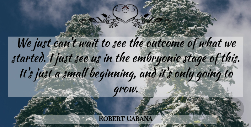 Robert Cabana Quote About Embryonic, Outcome, Small, Stage, Wait: We Just Cant Wait To...