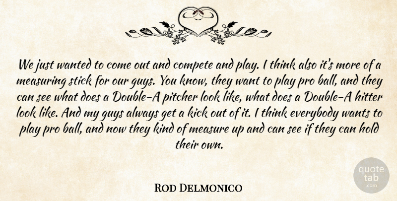Rod Delmonico Quote About Compete, Everybody, Guys, Hitter, Hold: We Just Wanted To Come...