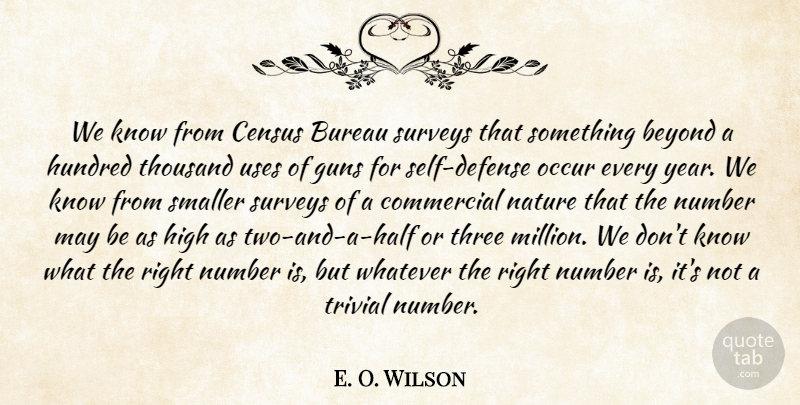 E. O. Wilson Quote About Beyond, Bureau, Census, Commercial, Guns: We Know From Census Bureau...