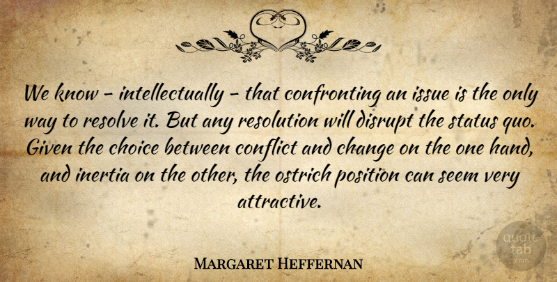 Margaret Heffernan Quote About Ostriches, Hands, Issues: We Know Intellectually That Confronting...