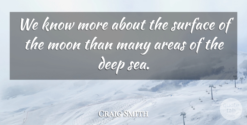 Craig Smith Quote About Areas, Deep, Moon, Surface: We Know More About The...