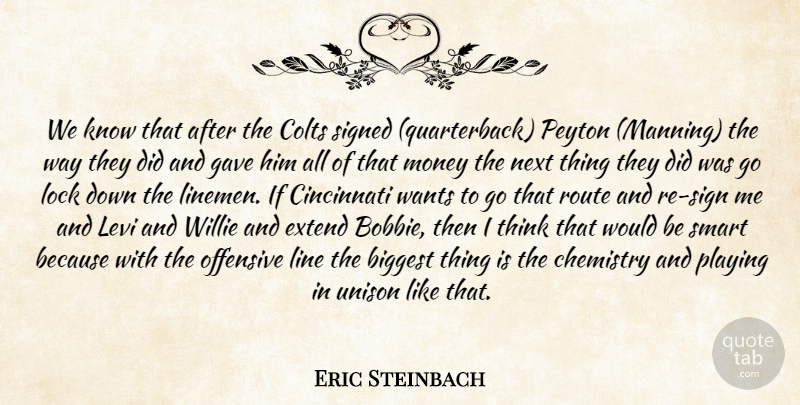 Eric Steinbach Quote About Biggest, Chemistry, Cincinnati, Extend, Gave: We Know That After The...