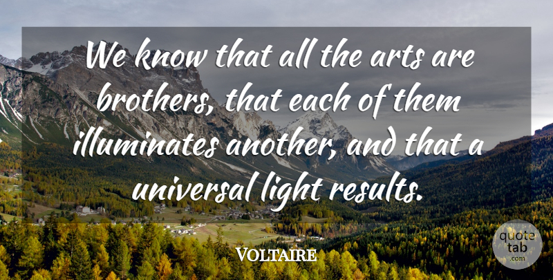 Voltaire Quote About Art, Brother, Light: We Know That All The...