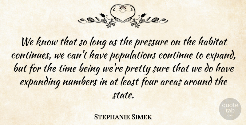 Stephanie Simek Quote About Areas, Continue, Expanding, Four, Habitat: We Know That So Long...