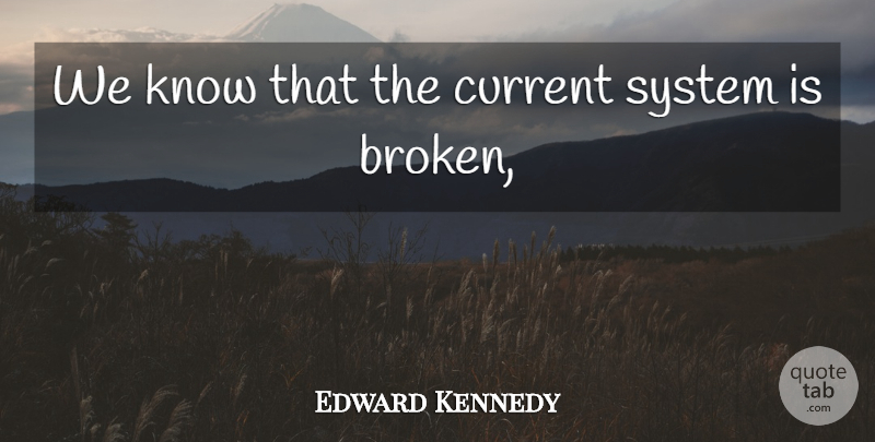 Edward Kennedy Quote About Current, System: We Know That The Current...