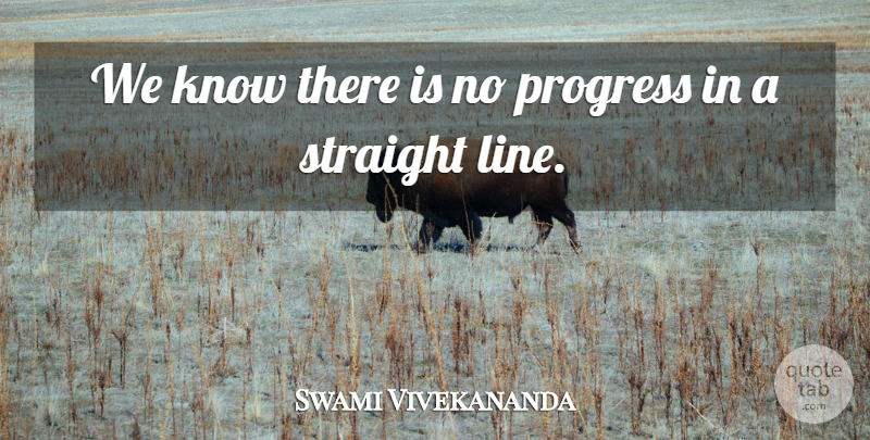Swami Vivekananda Quote About Progress, Lines, Straight Lines: We Know There Is No...