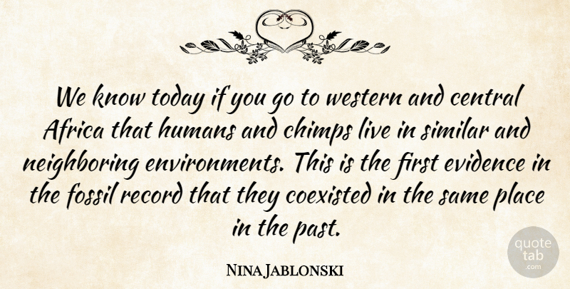 Nina Jablonski Quote About Africa, Central, Evidence, Fossil, Humans: We Know Today If You...
