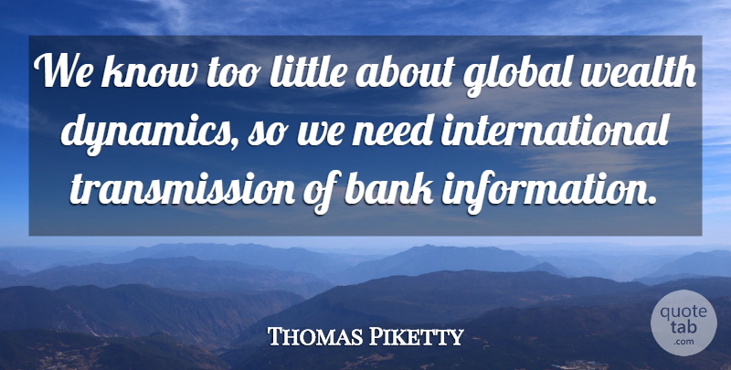 Thomas Piketty Quote About Needs, Dynamics, Littles: We Know Too Little About...