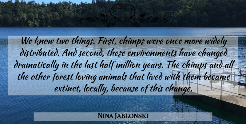 Nina Jablonski Quote About Animals, Became, Changed, Forest, Half: We Know Two Things First...