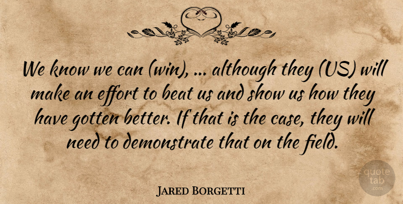 Jared Borgetti Quote About Although, Beat, Effort, Gotten: We Know We Can Win...