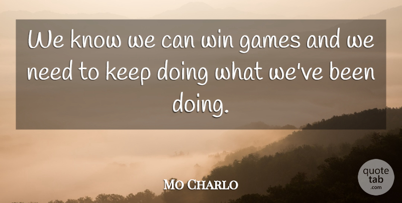 Mo Charlo Quote About Games, Win: We Know We Can Win...
