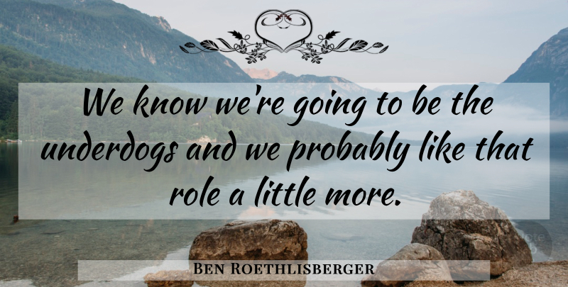 Ben Roethlisberger Quote About Role, Underdogs: We Know Were Going To...