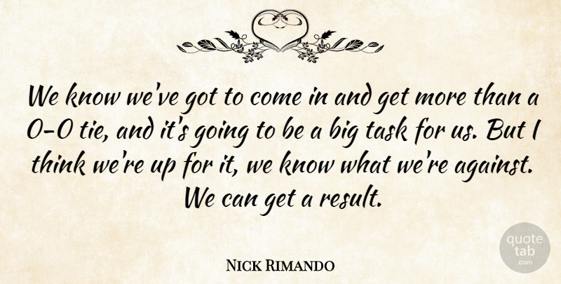 Nick Rimando Quote About Task: We Know Weve Got To...
