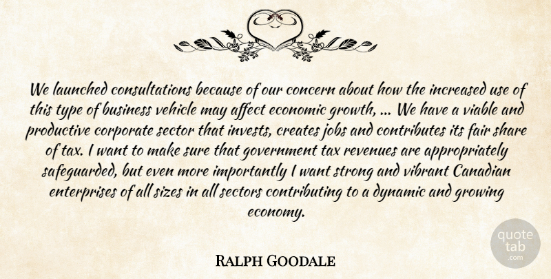 Ralph Goodale Quote About Affect, Business, Canadian, Concern, Corporate: We Launched Consultations Because Of...
