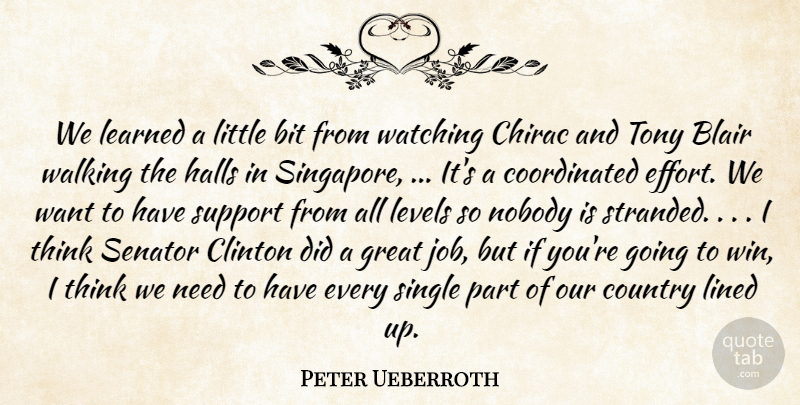 Peter Ueberroth Quote About Bit, Blair, Clinton, Country, Great: We Learned A Little Bit...