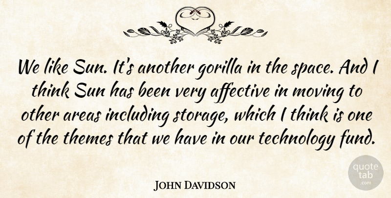 John Davidson Quote About Areas, Gorilla, Including, Moving, Space: We Like Sun Its Another...