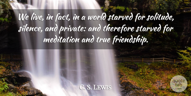 C. S. Lewis Quote About Wisdom, Loneliness, Meditation: We Live In Fact In...