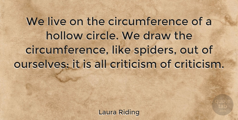 Laura Riding Quote About Circles, Criticism, Spiders: We Live On The Circumference...