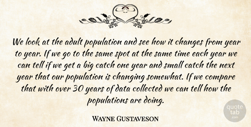 Wayne Gustaveson Quote About Adult, Catch, Changes, Changing, Collected: We Look At The Adult...