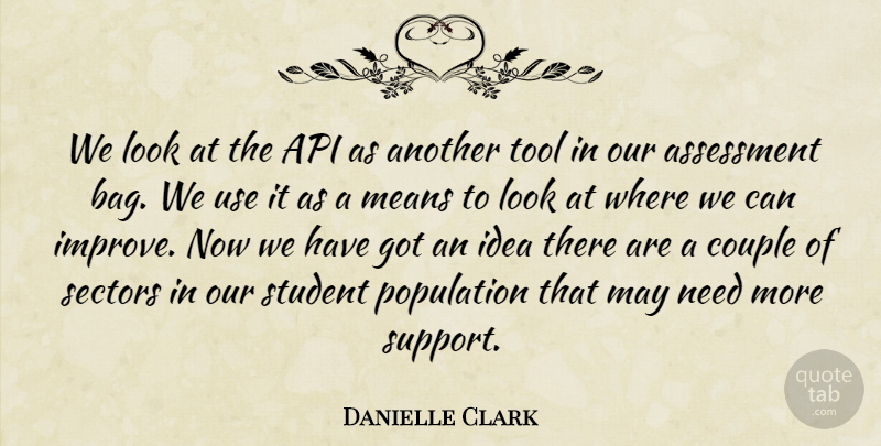 Danielle Clark Quote About Assessment, Couple, Means, Population, Student: We Look At The Api...