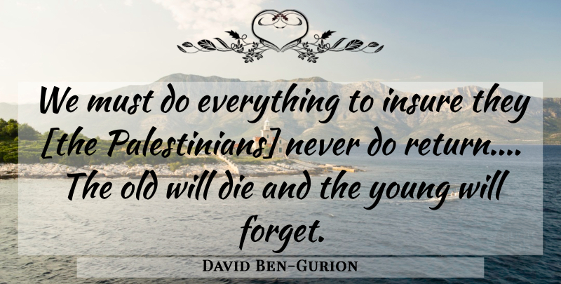 David Ben-Gurion Quote About Scary, Return, Forget: We Must Do Everything To...