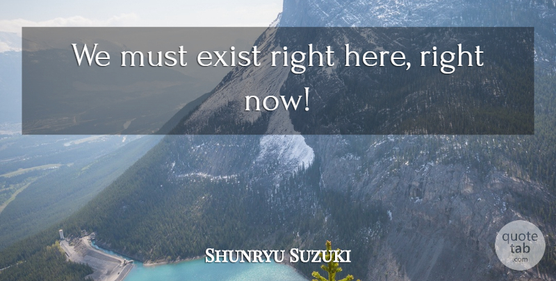 Shunryu Suzuki Quote About Right Now: We Must Exist Right Here...