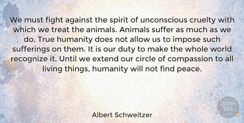 Albert Schweitzer Quote About Fighting, Animal, Compassion: We Must Fight Against The...