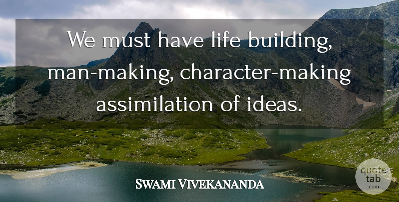 Swami Vivekananda Quote About Character, Men, Ideas: We Must Have Life Building...