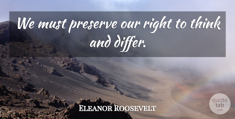 Eleanor Roosevelt Quote About Thinking, Preserves: We Must Preserve Our Right...