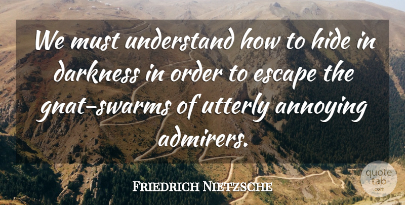 Friedrich Nietzsche Quote About Order, Gnats, Darkness: We Must Understand How To...