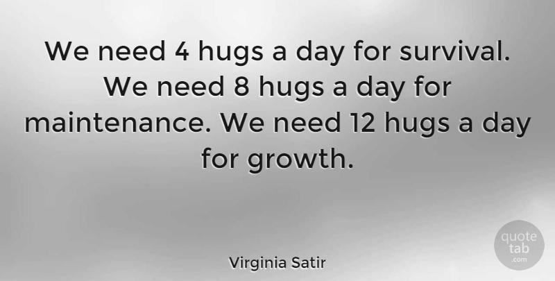 Virginia Satir Quote About Love, Inspirational, Marriage: We Need 4 Hugs A...