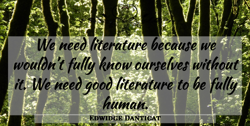 Edwidge Danticat Quote About Literature, Needs, Humans: We Need Literature Because We...