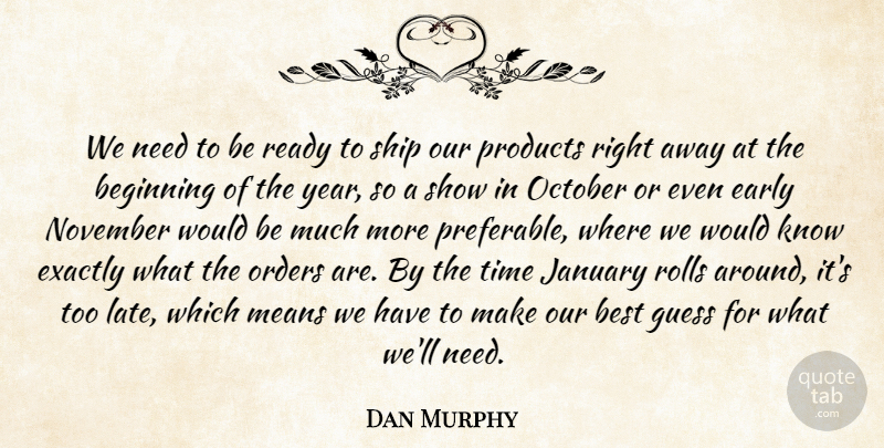 Dan Murphy Quote About Beginning, Best, Early, Exactly, Guess: We Need To Be Ready...