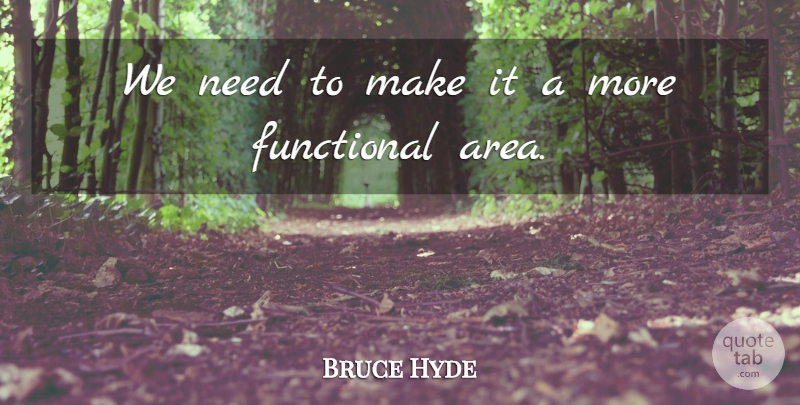 Bruce Hyde Quote About Functional: We Need To Make It...