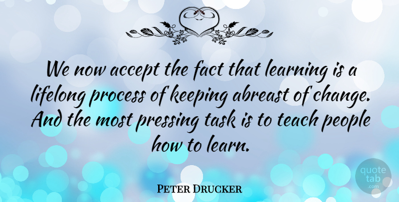 Peter Drucker Quote About Change, Teacher, Educational: We Now Accept The Fact...