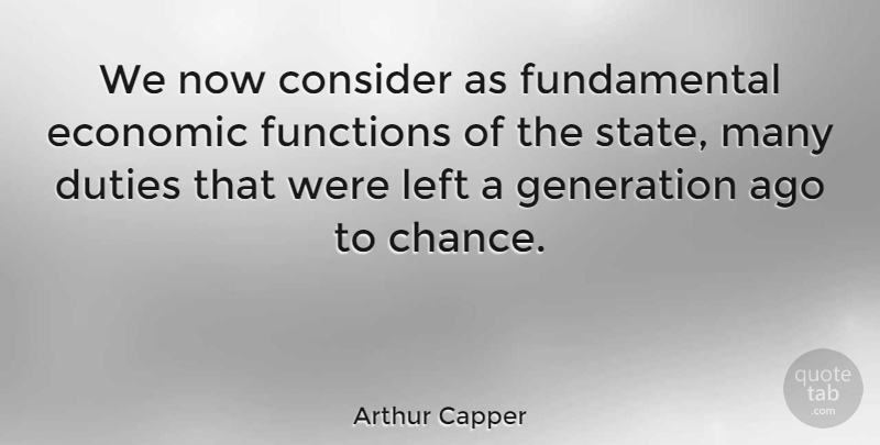 Arthur Capper Quote About Consider, Duties, Functions, Left: We Now Consider As Fundamental...
