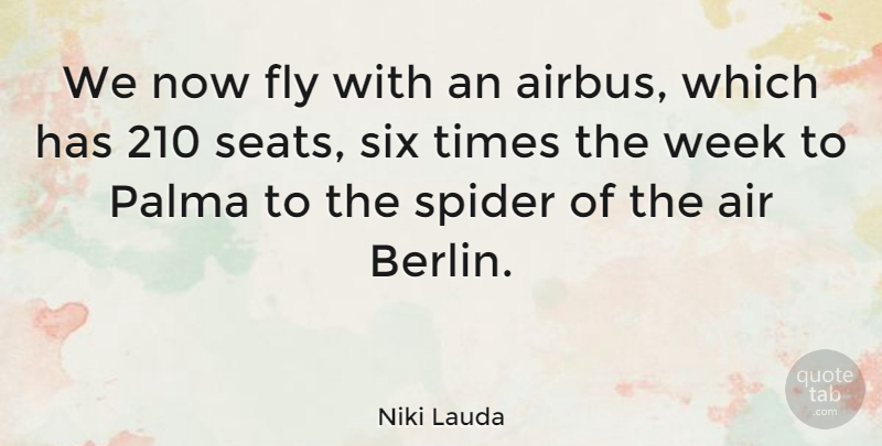 Niki Lauda Quote About Air, Six, Spider: We Now Fly With An...