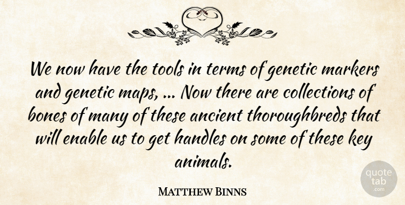 Matthew Binns Quote About Ancient, Bones, Enable, Genetic, Key: We Now Have The Tools...