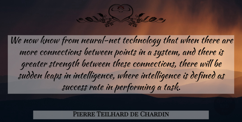 Pierre Teilhard de Chardin Quote About Technology, Connections, Tasks: We Now Know From Neural...