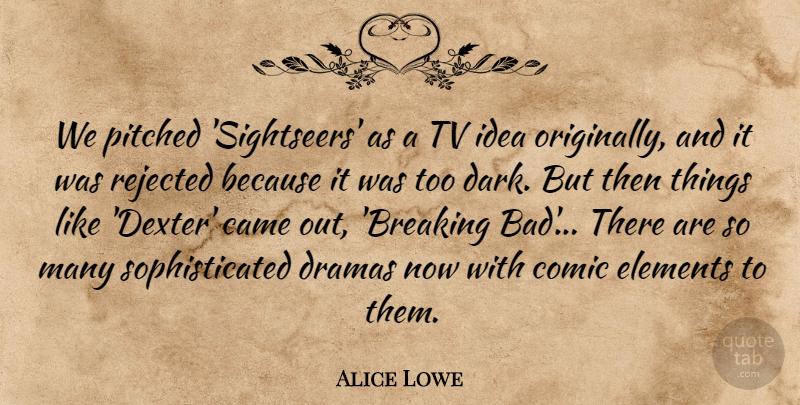 Alice Lowe Quote About Came, Comic, Dramas, Rejected, Tv: We Pitched Sightseers As A...
